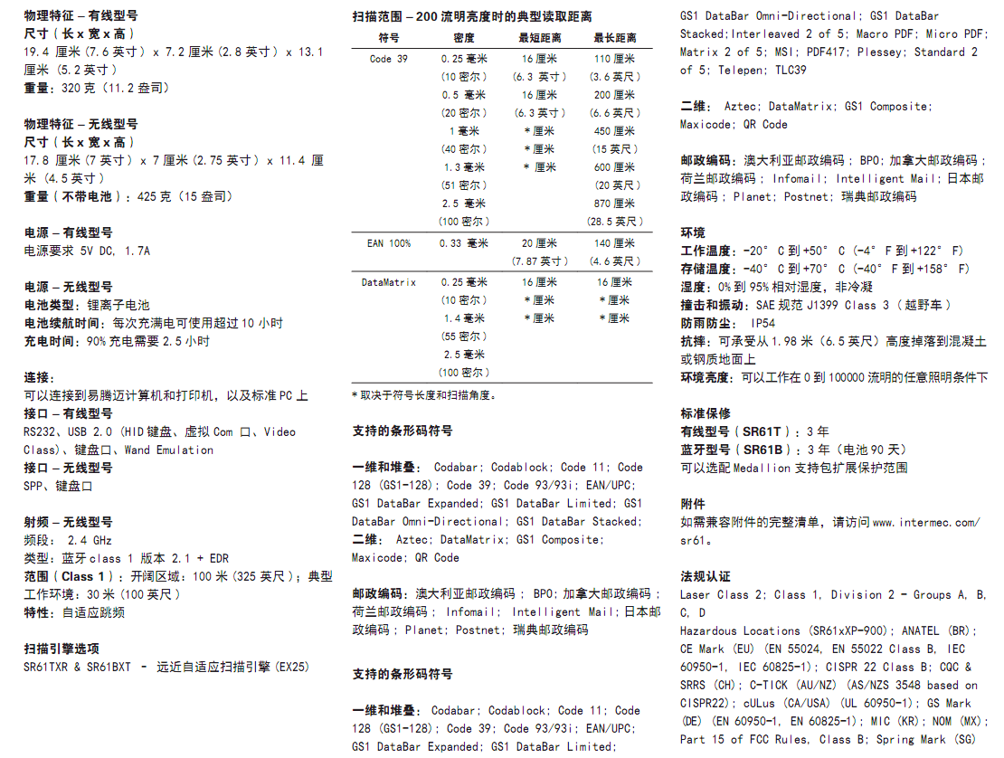 易腾迈Intermec SR61XR防爆扫描枪 